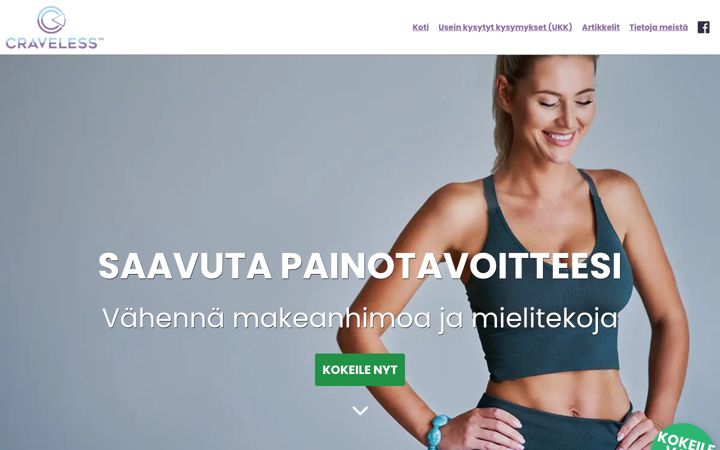Screenshot of craveless.fi