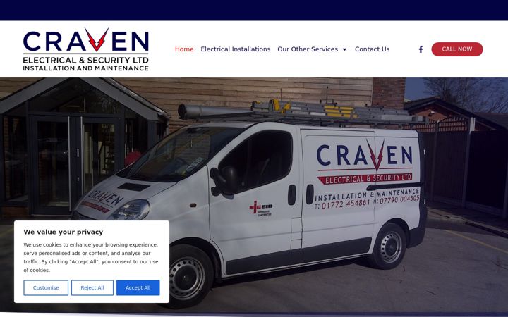 Screenshot of cravenelectricalandsecurity.co.uk