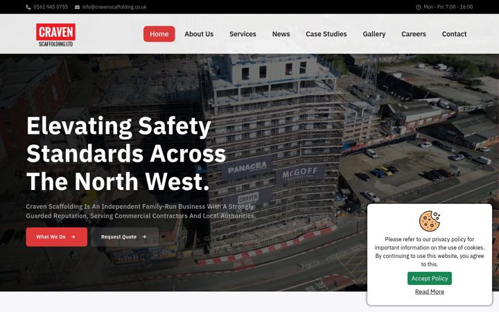 Screenshot of cravenscaffolding.co.uk