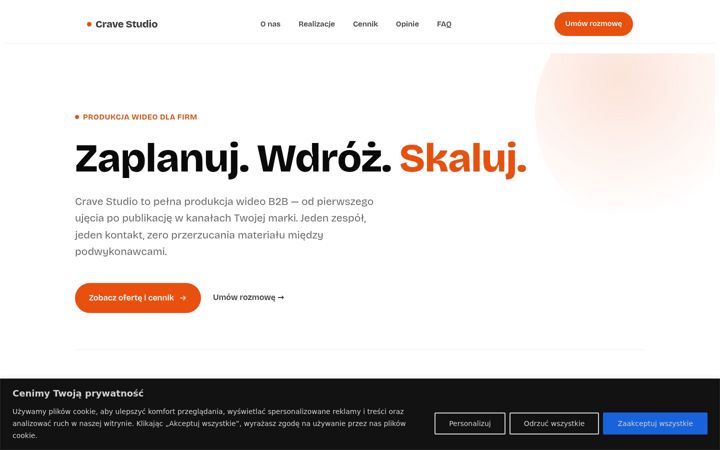 Kuvakaappaus sivustosta cravestudio.pl