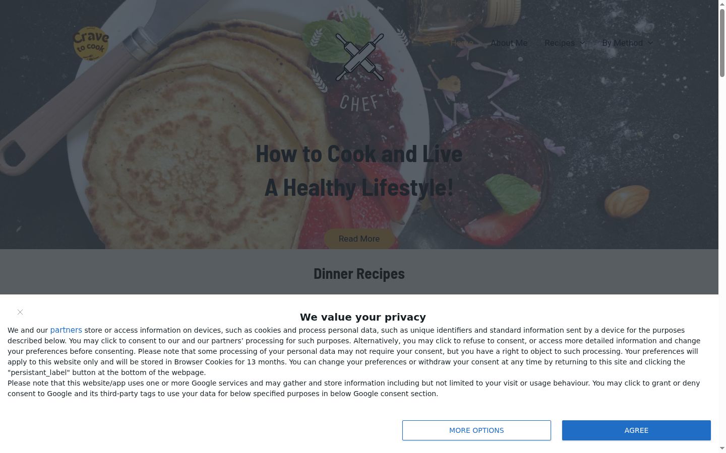 Screenshot del banner di consenso mostrato prima di qualsiasi interazione