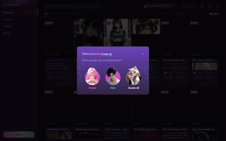 Screenshot of craveu.ai