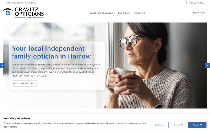 Screenshot of cravitzopticians.co.uk