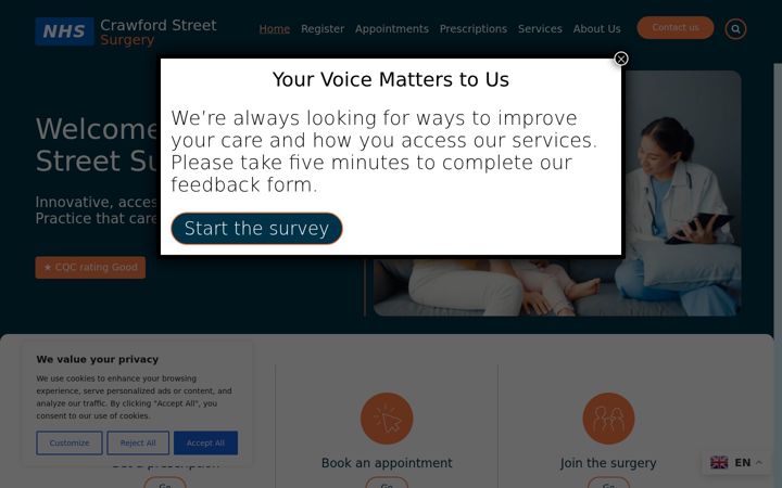 Screenshot of crawfordstreetsurgery.co.uk