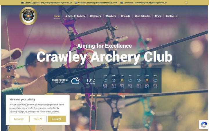 Екранна снимка на crawleyarcheryclub.co.uk