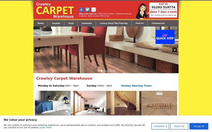Zrzut ekranu crawleycarpetwarehouse.co.uk
