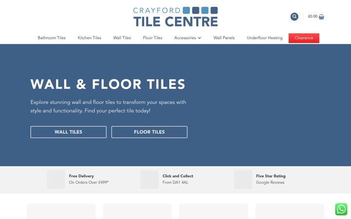 Screenshot of crayfordtilecentre.co.uk