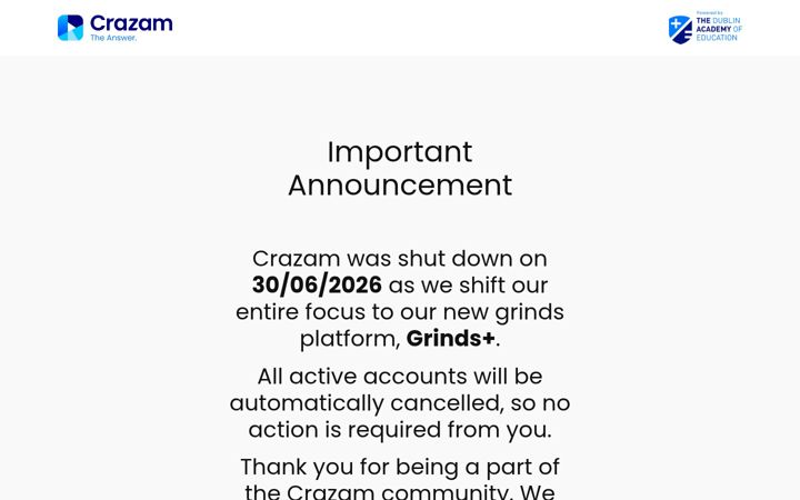 Screenshot of crazam.ie
