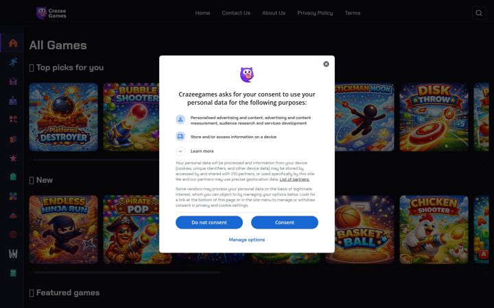Screenshot του crazeegames.com