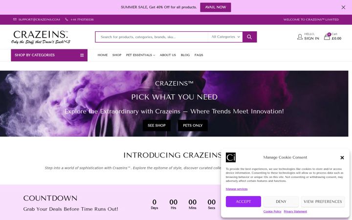 Screenshot of crazeins.com