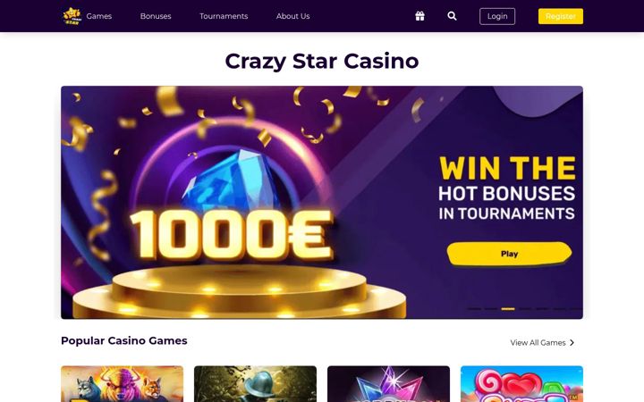 Ekrānuzņēmums no crazy-star-casino.co.uk