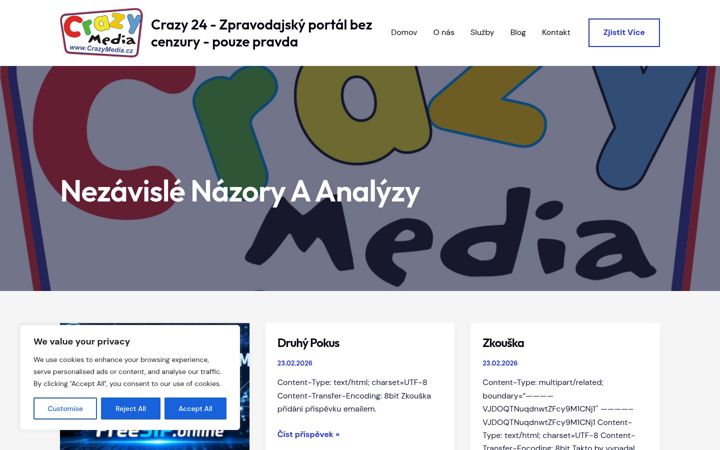Screenshot stránky crazy24.cz