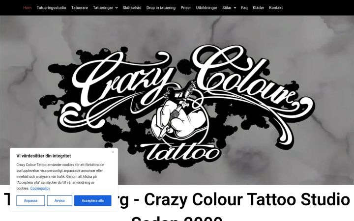 Screenshot of crazycolourtattoo.com
