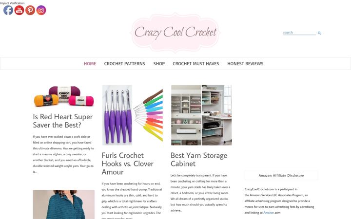 Screenshot of crazycoolcrochet.com