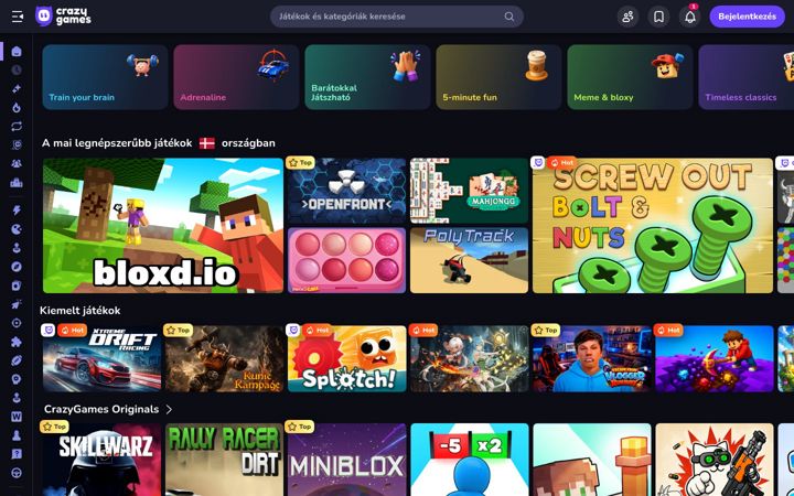 Ekrano kopija crazygames.hu