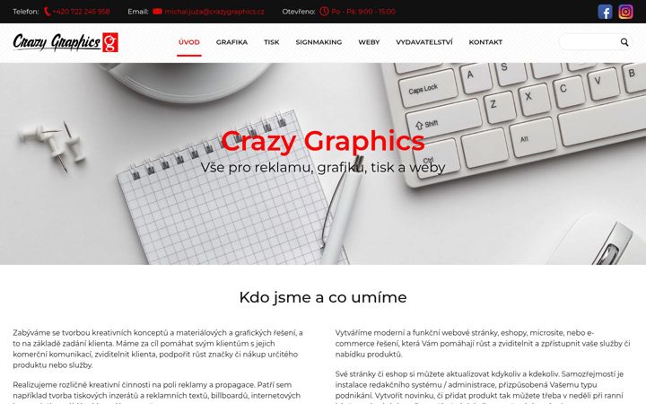 Screenshot stránky crazygraphics.cz