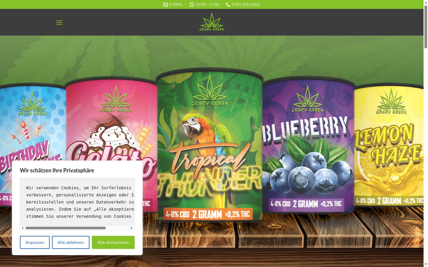 Screenshot del banner di consenso mostrato prima di qualsiasi interazione