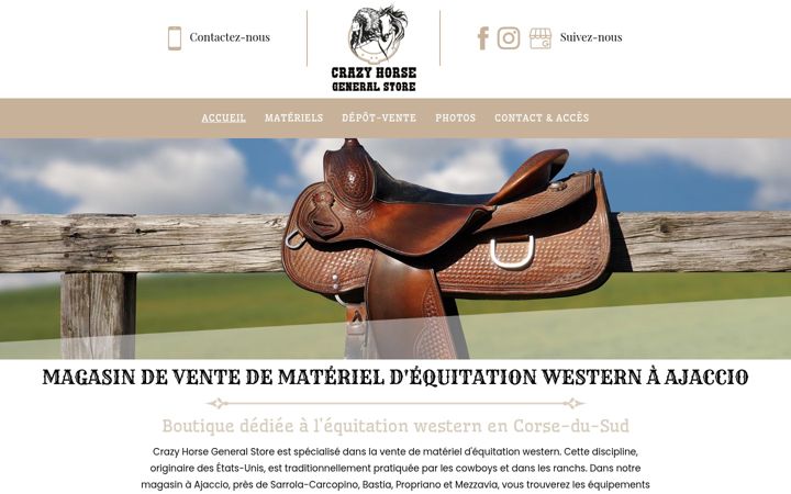 Kuvakaappaus sivustosta crazyhorsegeneralstore.fr