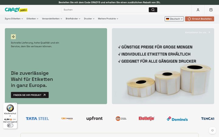 Screenshot of crazylabels.de