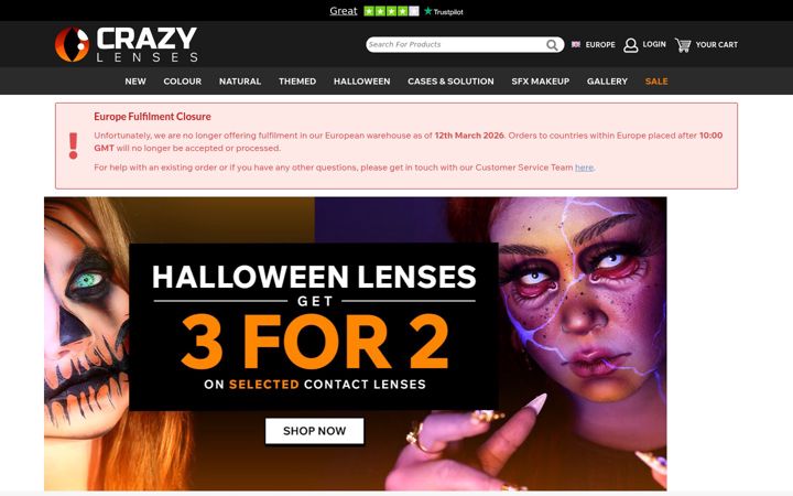 Screenshot of crazylenses.com