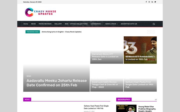 Screenshot of crazymovieupdates.com