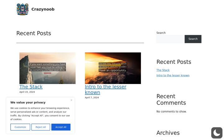 Screenshot of crazynoob.net