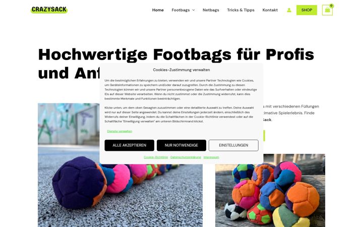 Screenshot of crazysack.com