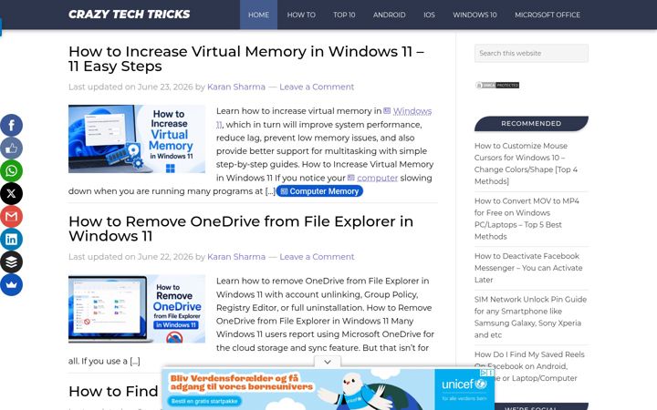 Screenshot of crazytechtricks.com