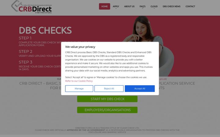 Screenshot of crbdirect.org.uk