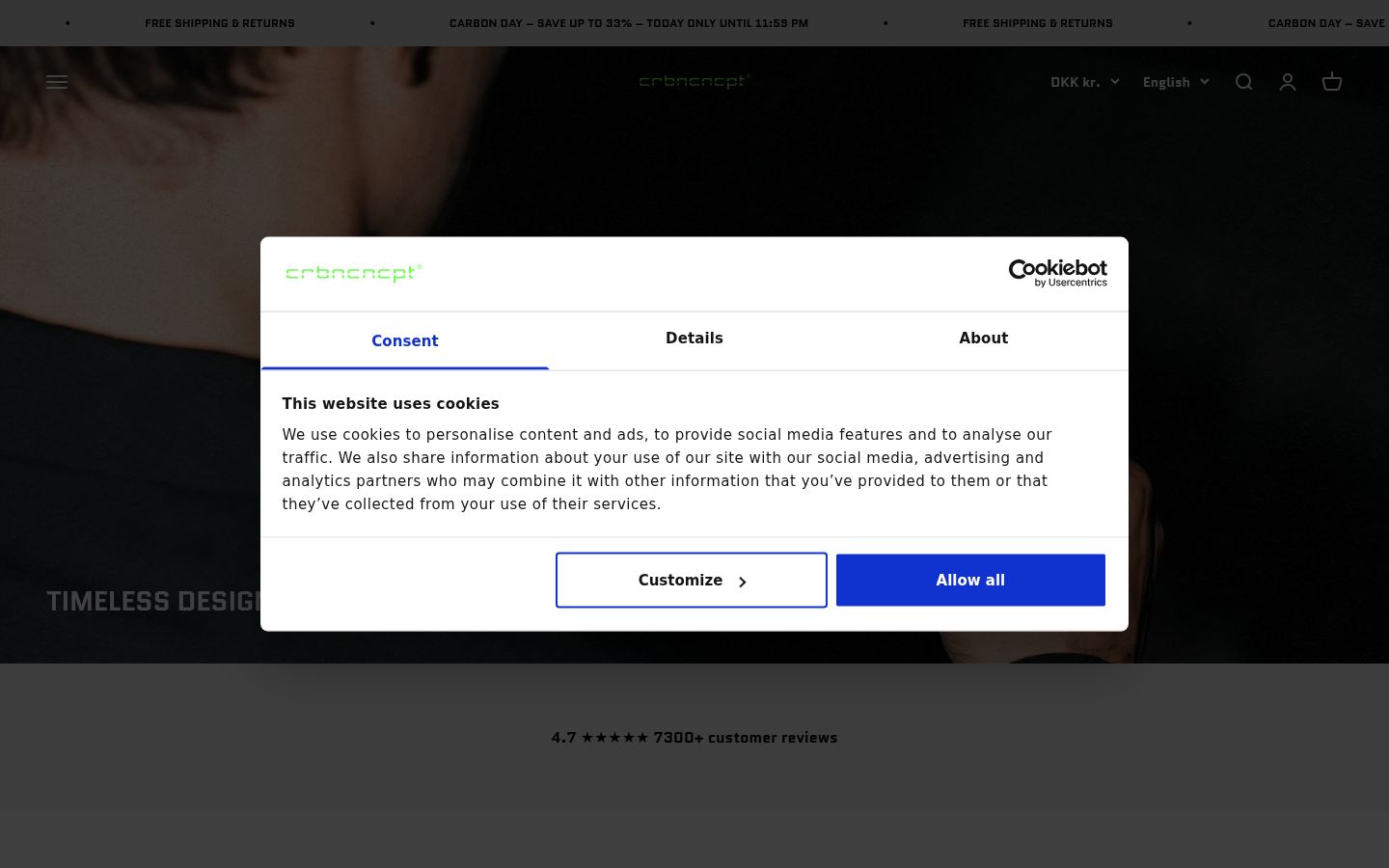 Screenshot del banner di consenso mostrato prima di qualsiasi interazione