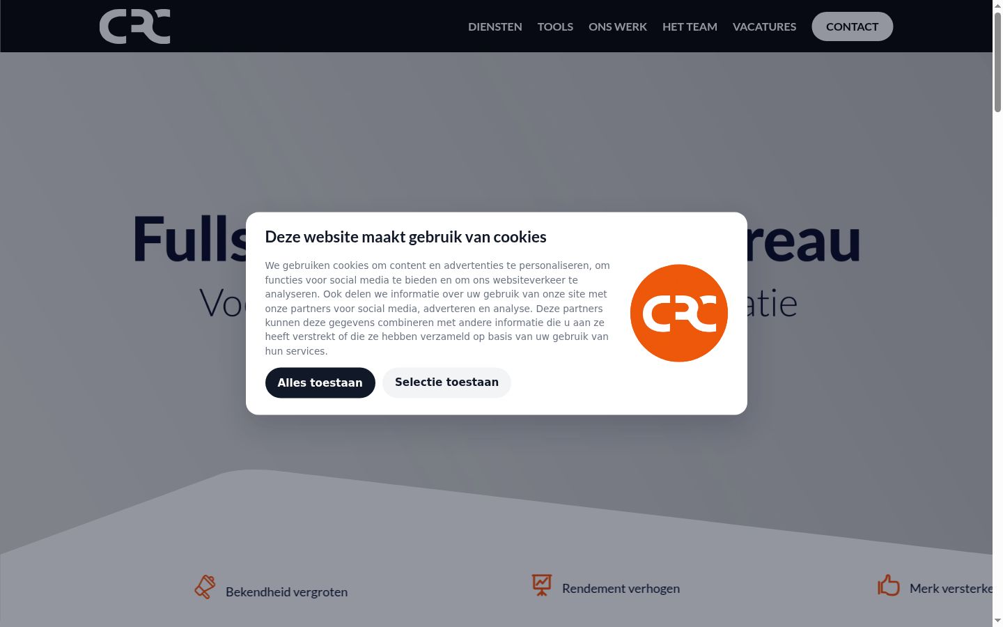 Screenshot del banner di consenso mostrato prima di qualsiasi interazione