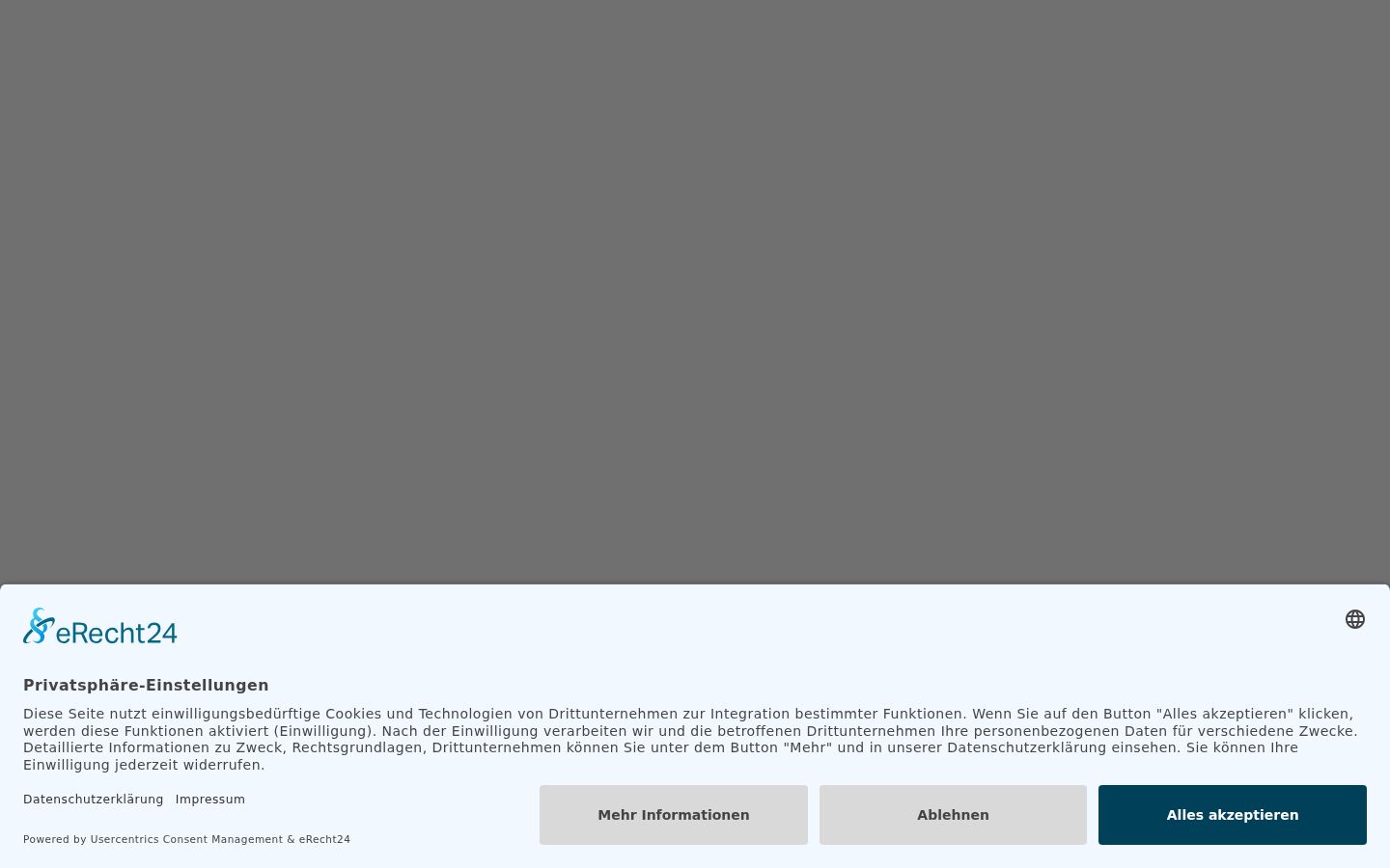 Screenshot des Einwilligungsbanners vor jeglicher Interaktion