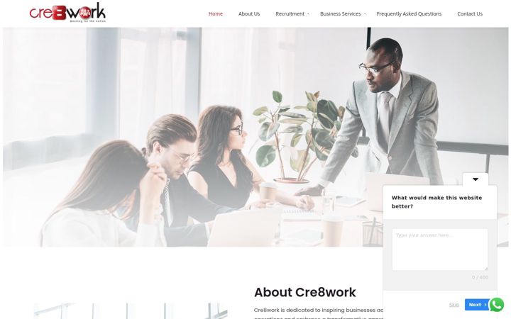 Skärmbild av cre8work.co.za