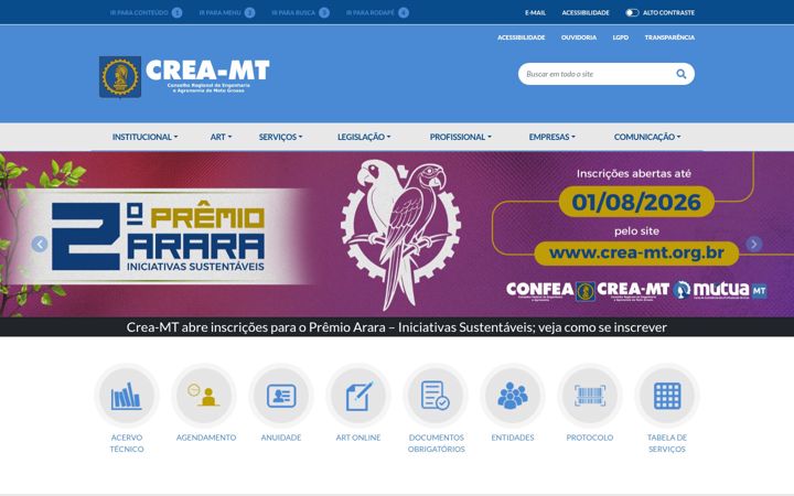Screenshot of crea-mt.org.br
