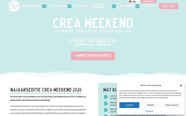 Screenshot of crea-weekend.nl