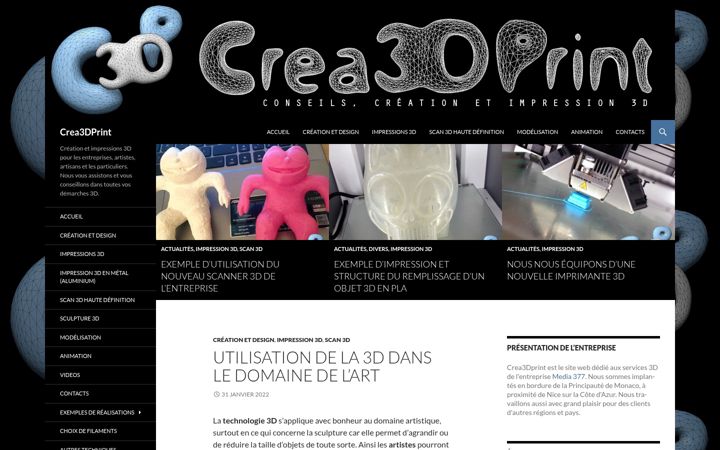 Screenshot of crea3dprint.com