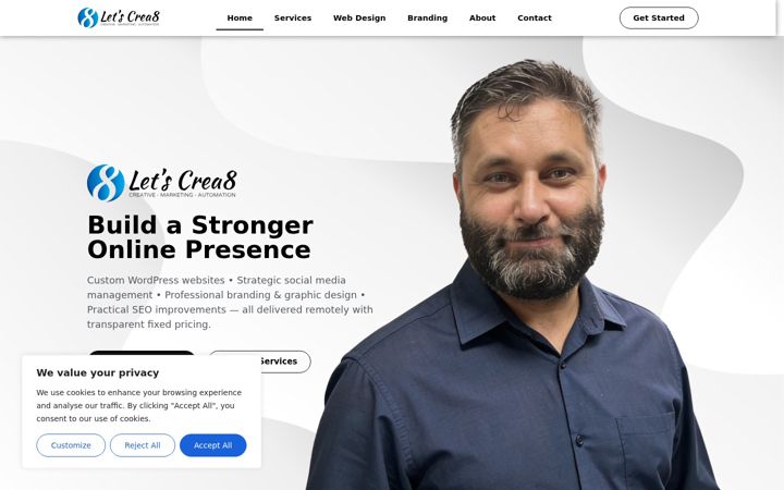 Skärmbild av crea8.co.za