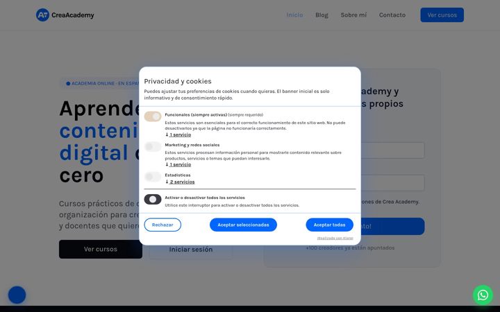 Screenshot of creaacademy.es