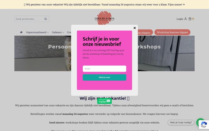 Screenshot of creabyalinta.nl