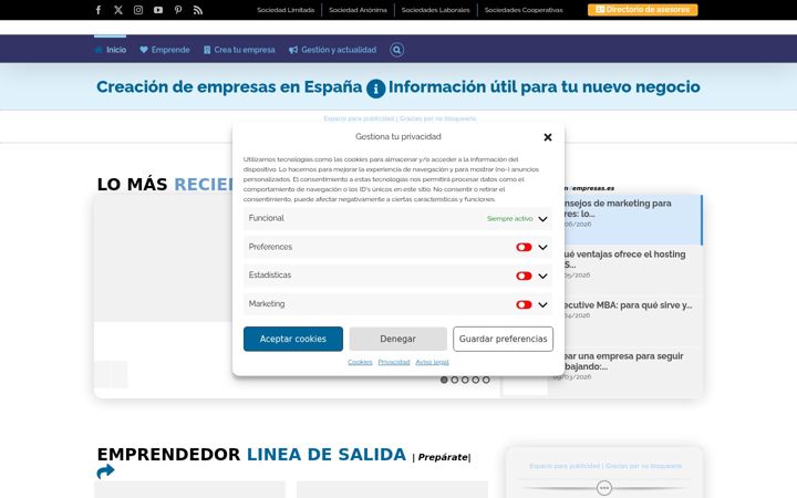 Screenshot of creaciondempresas.es