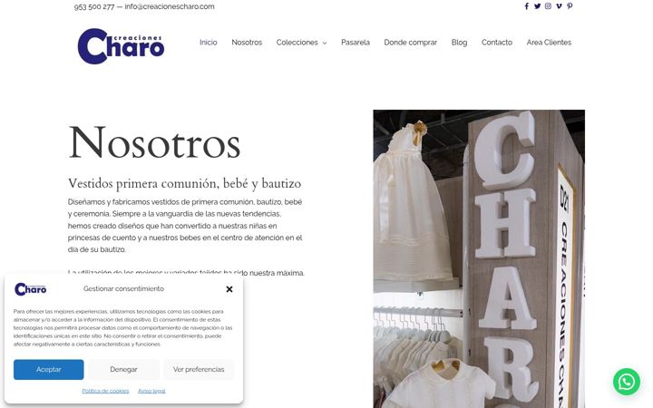 Screenshot of creacionescharo.com