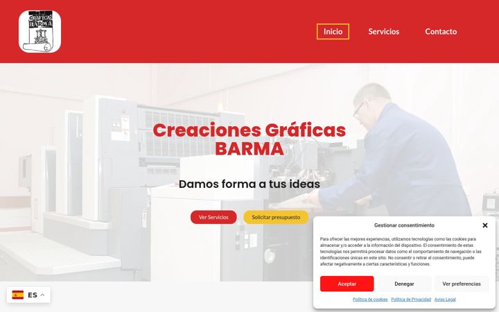 Screenshot of creacionesgraficasbarma.com