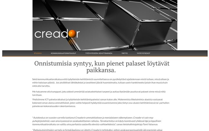 Screenshot of creador.fi