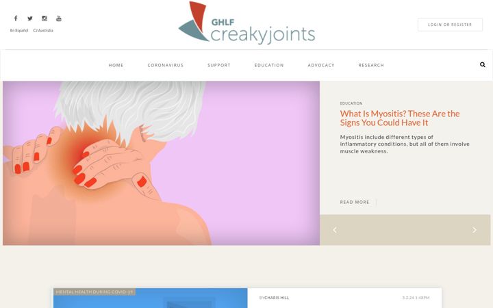 Screenshot of creakyjoints.org