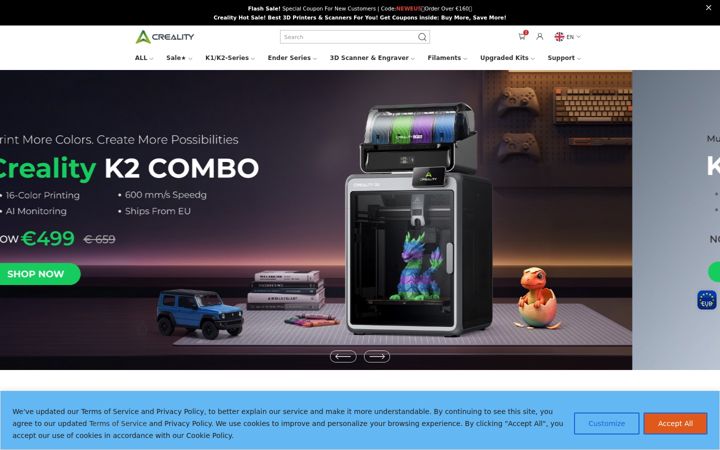 Screenshot of creality3dofficial.eu