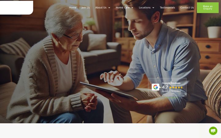 Screenshot of creamhomecare.co.uk