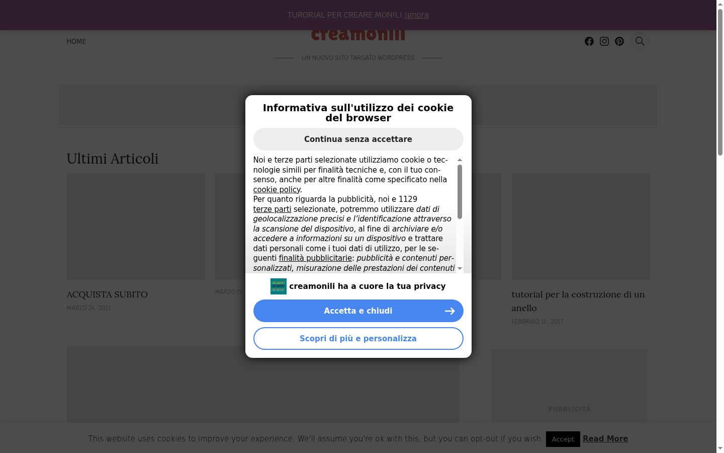 Zrzut ekranu banera zgody wyświetlanego przed jakąkolwiek interakcją