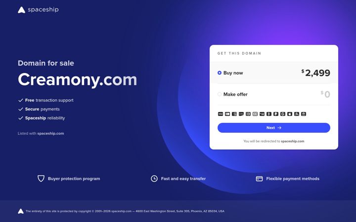 Screenshot of creamony.com