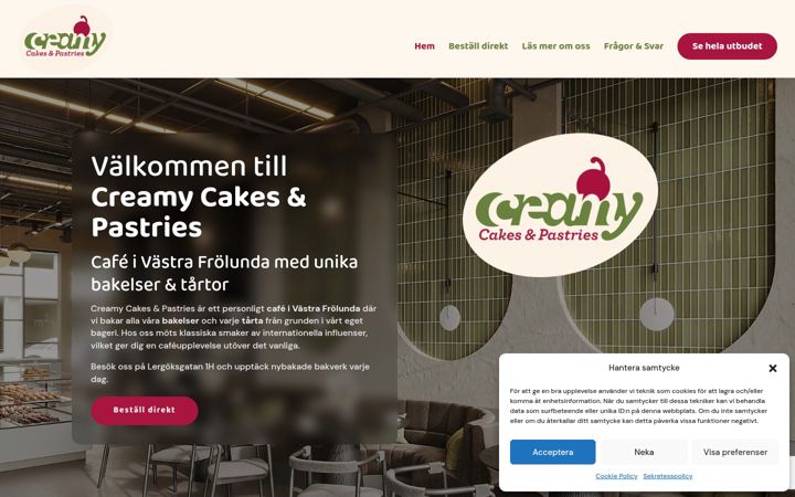 Screenshot of creamycakes.se