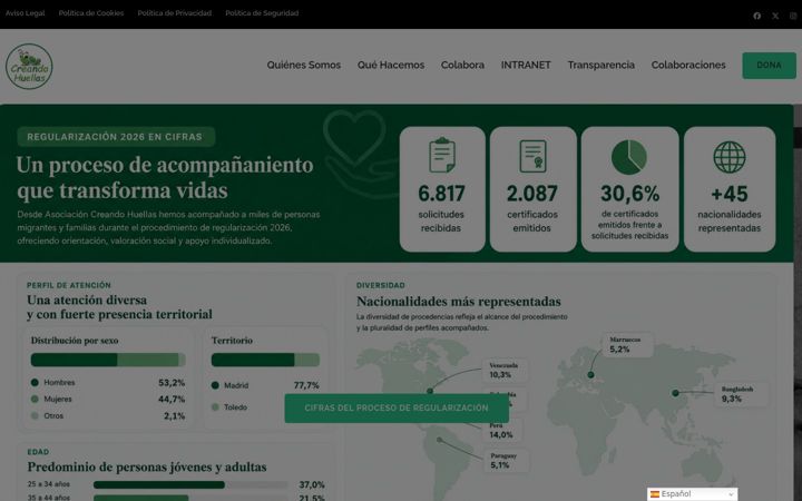 Screenshot of creandohuellas.org
